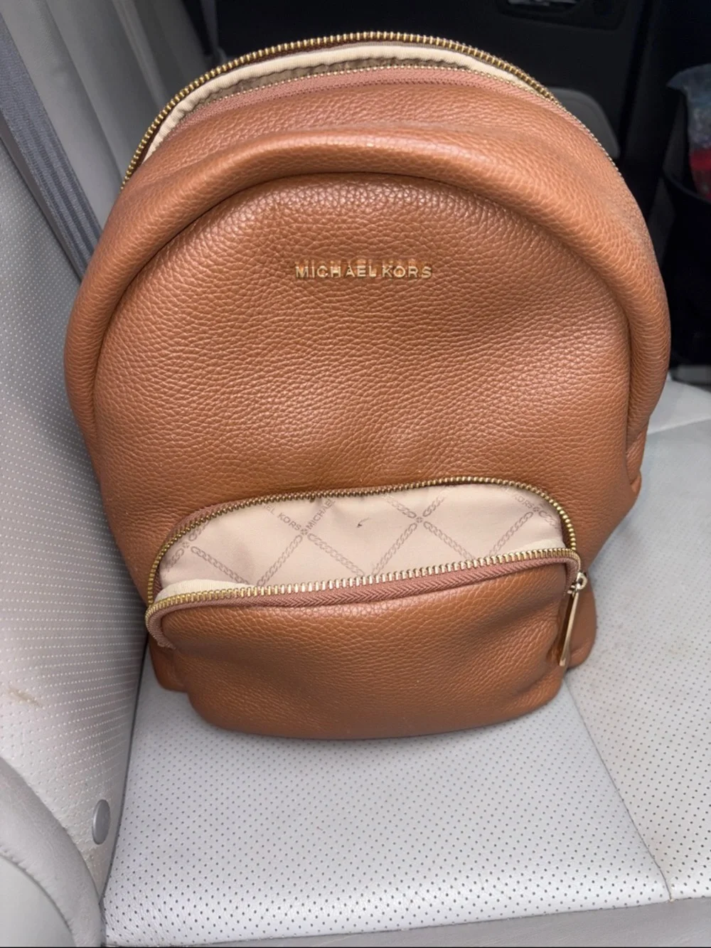 Michael Kors Cognac Pebbled Leather Mini Backpack - Picture 3 of 8